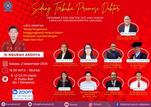 Prof. Dr. Dewa Mangku, S.H., LL.M. Menjadi Penguji Eskternal Sidang Terbuka Promosi Program Doktor (S3) FH UNUD