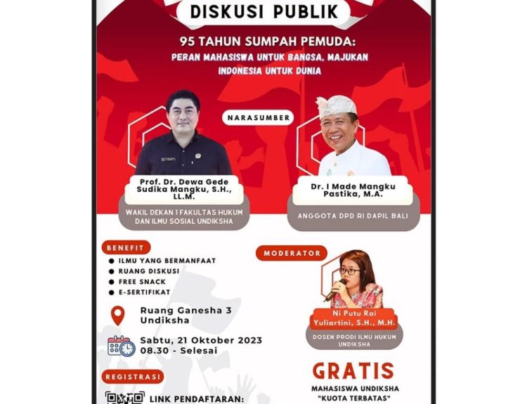Memperingati 95 Tabun Sumpah Pemuda, Prof. Dr. Dewa Gede Sudika Mangku, S.H., LL.M. Menjadi Narasumber