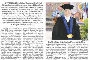 Prof. Dr. Dewa Gede Sudika Mangku, S.H., LL.M. Guru Besar Ilmu Hukum Internasional Pertama di Universitas Pendidikan Ganesha (Undiksha)