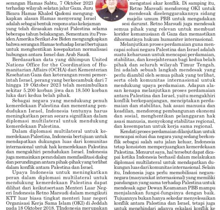 Prof. Dr. Dewa Gede Sudika Mangku, S.H., LL.M. (Diplomatis Cara Jitu Dukung Kemerdekaan Palestina)